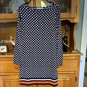 Michael Kors Navy and White Geometric Dress
